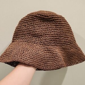 Madewell Brown Crochet Bucket Hat